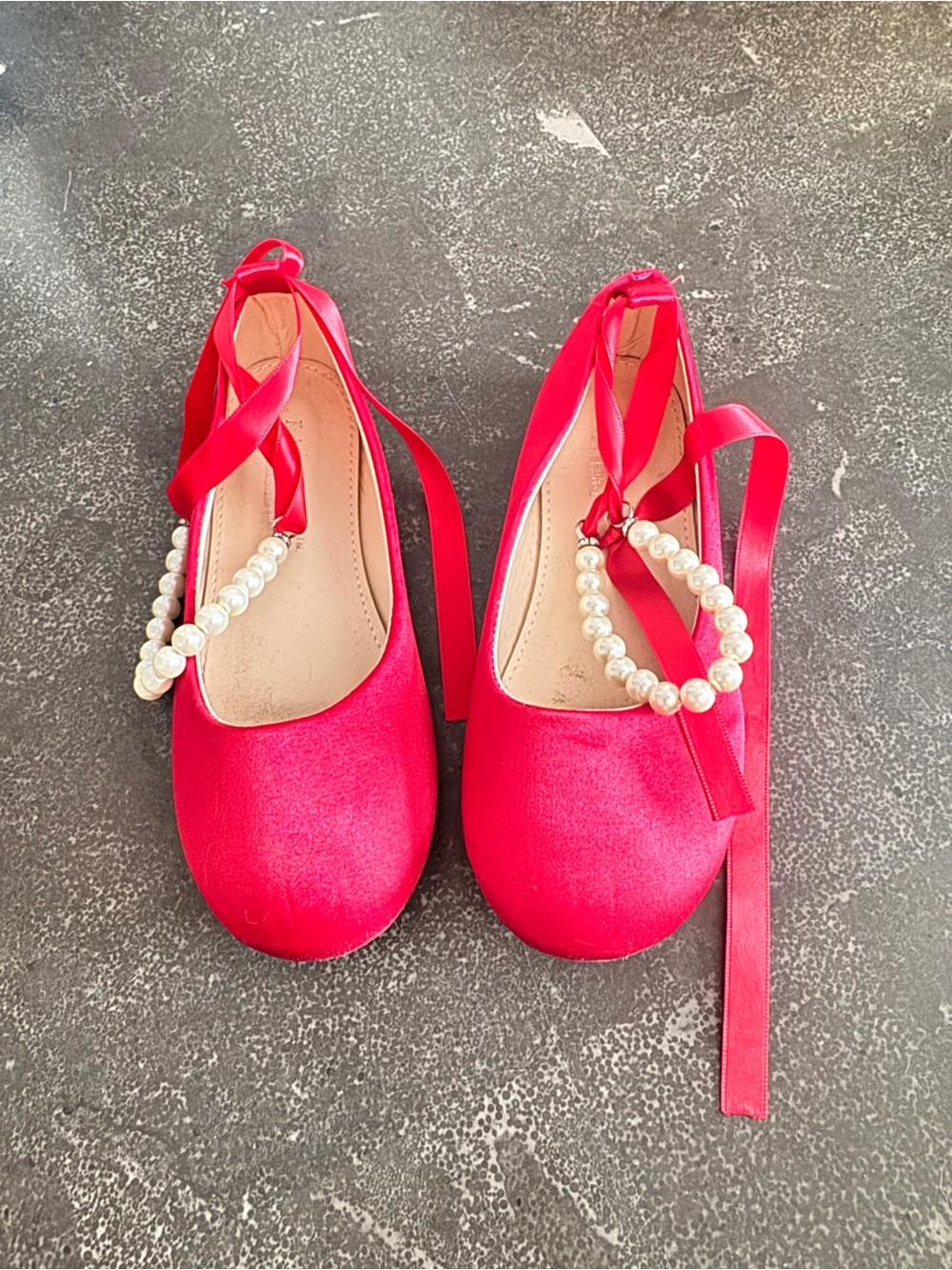 Kailee P girls Red Pearl-Embellished Ballet Flats